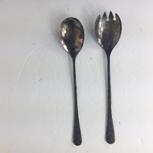 Sheffield England Fork & Spoon Salad Tong Silver